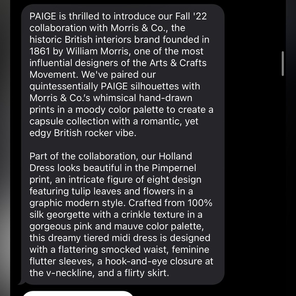 PAIGE x Morris & Co. Holland Dress Pink/Mauve Multi Silk Size M - Picture 11 of 12